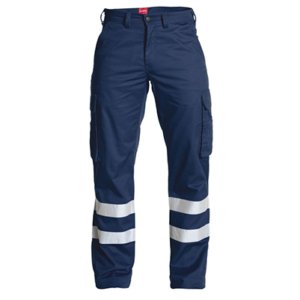 Pantalon bleu multi poches +bande Fluo