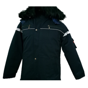 Parka bleu marine billet bande Fluo