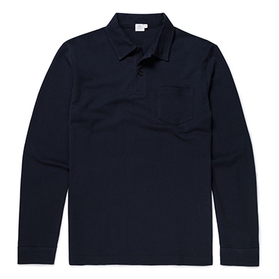 Polo piquet bleu M longue